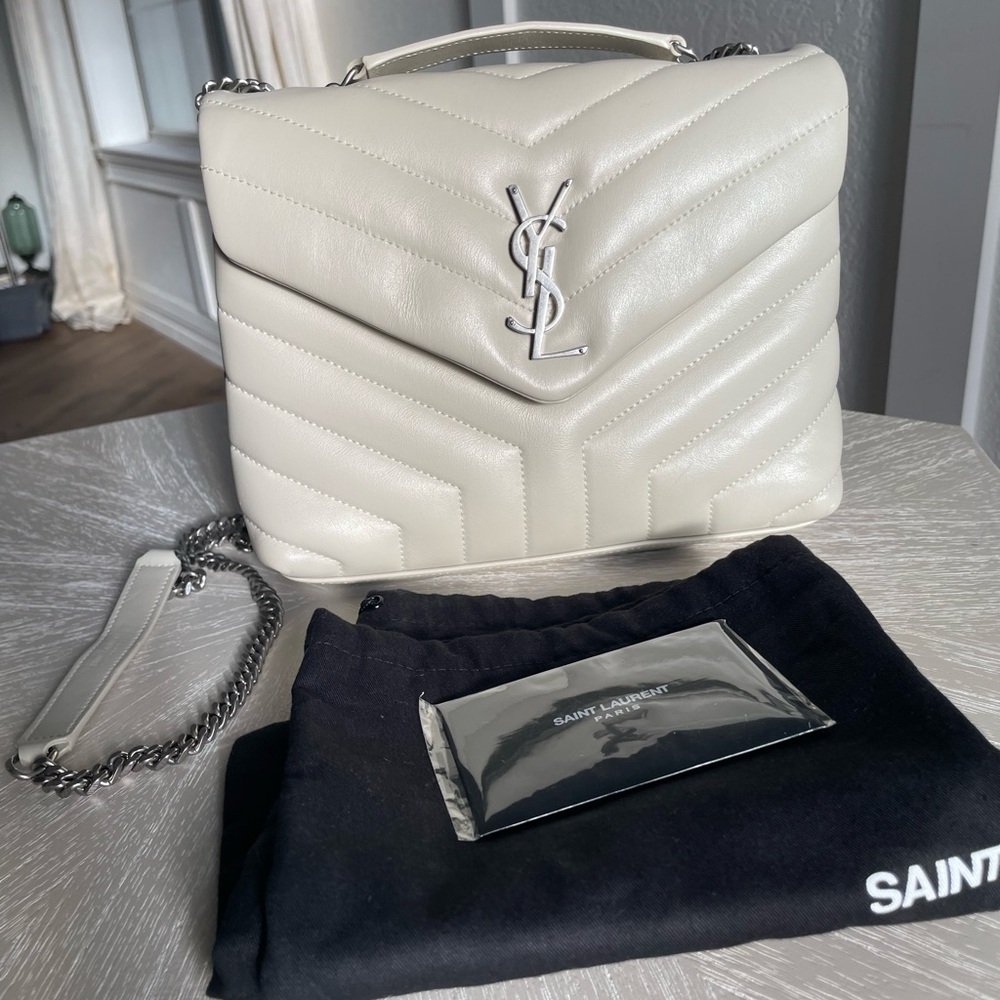 Saint Laurent Small Lou Lou Cream Quilted Shoulder Bag